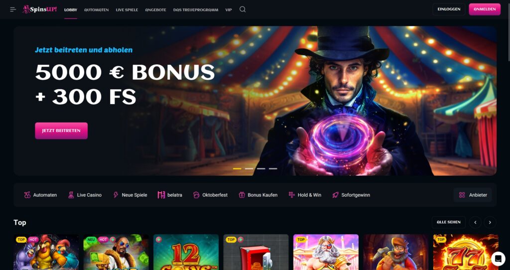 SpinsUP! Casino Startseite